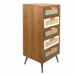 MUEBLE CAJONERA CON 5 CAJONES MADERA NATURAL 40X35X94 CM.