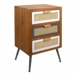 MUEBLE MESITA CON 3 CAJONES MADERA NATURAL 44X34X72 CM.