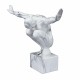 FIGURA HOMBRE DESNUDO BRAZOS ABIERTOS EN CUCLILLAS BLANCO RESINA 48.5X15X33 CM.