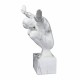 FIGURA HOMBRE DESNUDO BRAZOS ABIERTOS EN CUCLILLAS BLANCO RESINA 48.5X15X33 CM.