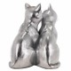 FIGURA PAREJA DE GATOS ROMÁNTICO PLATA RESINA 15X12X19.50 cm.