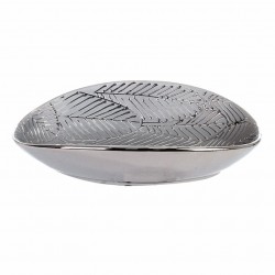 PLATO BANDEJA HOJAS PLATA CERÁMICA CENTROS DE MESA 30X19X7.5 CM.