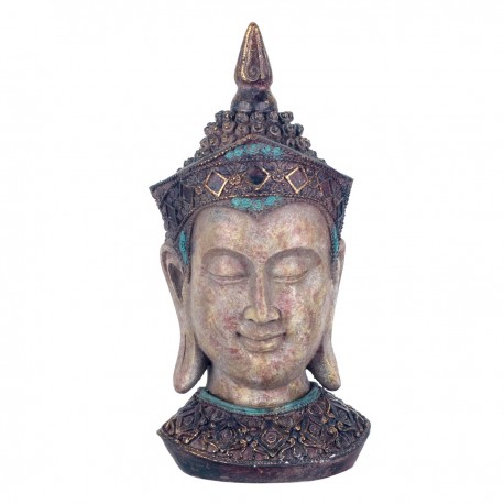 FIGURA CABEZA BUDA RESINA 15X14X32 CM.