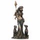 FIGURA HECATE DIOSA GRIEGA DE LA MAGIA RESINA BRONCE 15X11.5X33 CM.