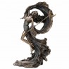 FIGURA NYX DIOSA GRIEGA DE LA NOCHE RESINA BRONCE 16X11X27 CM.