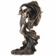 FIGURA NYX DIOSA GRIEGA DE LA NOCHE RESINA BRONCE 16X11X27 CM.