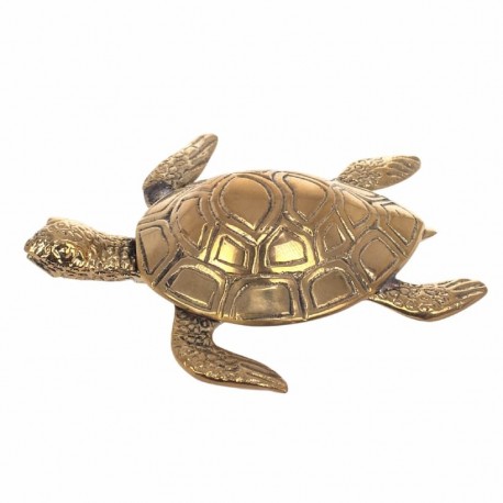 FIGURA TORTUGA LATÓN DORADO 14X11.5X3 CM.