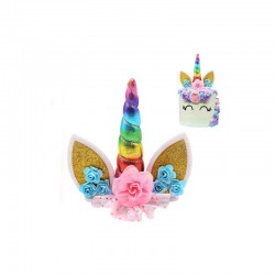 LOTE 3 DECORATIVOS CAKE TOPPER "UNICORNIO" PARA TARTAS 15X13 CM.