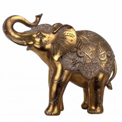 FIGURA ELEFANTE RESINA DORADO 26X10X22 CM.