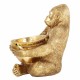 FIGURA MONO SENTADO BOWL RESINA DORADO 30X30X39 CM.