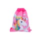 LOTE DE 12 MOCHILAS PETATE MULTICOLORES INFANTILES UNICORNIO 34 X 27 CM.