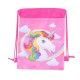 LOTE DE 12 MOCHILAS PETATE MULTICOLORES INFANTILES UNICORNIO 34 X 27 CM.