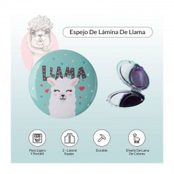 LOTE 20 ESPEJOS CHAPA DECORATIVOS INFANTILES "LLAMA" 7.3 CM.