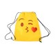 LOTE DE 15 MOCHILAS PETATE AMARILLAS INFANTILES EMOTICONOS 44 X 34 CM.