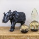 FIGURA ELEFANTE EFECTO MARMOL RESINA NEGRO 29X11.5X19 CM.