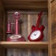 RELOJ SOBREMESA GUITARRA RETRO METAL ROJO 14X3.5X34.50 CM.