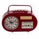 RELOJ SOBREMESA RADIO TRANSITOR RETRO METAL ROJO 26X7.5X20 CM.
