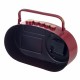 RELOJ SOBREMESA RADIO TRANSITOR RETRO METAL ROJO 26X7.5X20 CM.
