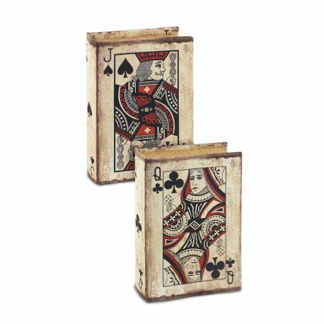 Set 2 cajas libro con baraja cartas española y poker, regalos online