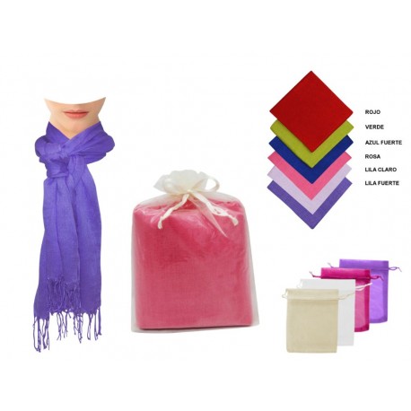 PASHMINA DE LINO LISA EN BOLSA DE TULL LISA