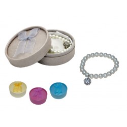 PULSERA DE PERLAS BLANCAS EN CAJAS CON LAZOS