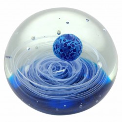PISAPAPEL BOLA AZUL VIDRIO 10.5X10.5X8.5 CM.