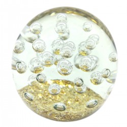 PISAPAPEL BURBUJAS DORADO VIDRIO 8X8X8 CM.
