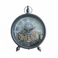 RELOJ SOBREMESA INDUSTRIAL METAL Y CRISTAL 36X8.5X45 CM.