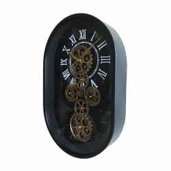 RELOJ PARED CON NÚMEROS ROMANOS INDUSTRIAL METAL Y CRISTAL 35X8X54 CM.