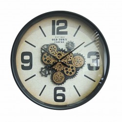 RELOJ PARED MAQUINARIA INDUSTRIAL METAL Y CRISTAL 60X8X60 CM.