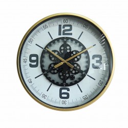 RELOJ PARED MAQUINARIA INDUSTRIAL METAL Y CRISTAL 60X9X60 CM.