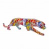 FIGURA LEOPARDO MULTICOLOR GRAFITI RESINA 47.50X9X14 CM.