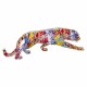 FIGURA LEOPARDO MULTICOLOR GRAFITI RESINA 47.50X9X14 CM.