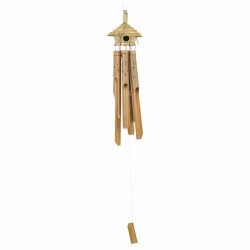 ARMONIZADOR MÓVIL DE VIENTO COLGANTE CHOZA LAGARTO MADERA 18X18X70 CM.