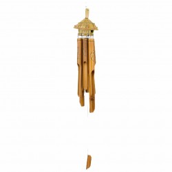 ARMONIZADOR MÓVIL DE VIENTO COLGANTE CHOZA LUNA MADERA 20X20X80 CM.