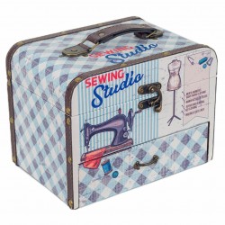 CAJA COSTURA ESTUDIO SEWING CON SET COSTURA COSTUREROS MADERA 25.5X18X20 CM.