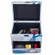 CAJA COSTURA CINTA MÉTRICA CON SET COSTURA COSTUREROS MADERA AZUL 25.5X18X20 CM.