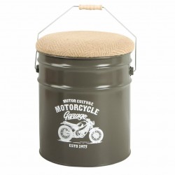 TABURETE CAJA MOTOS GARAGE METAL 30X30X40 CM.