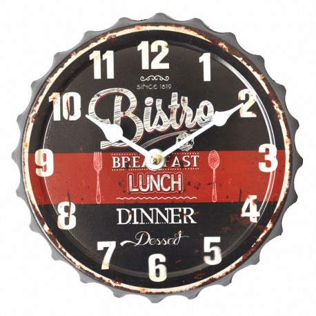 RELOJ PARED TAPÓN BOTELLA BISTRO METAL 20X2.5X20 CM.