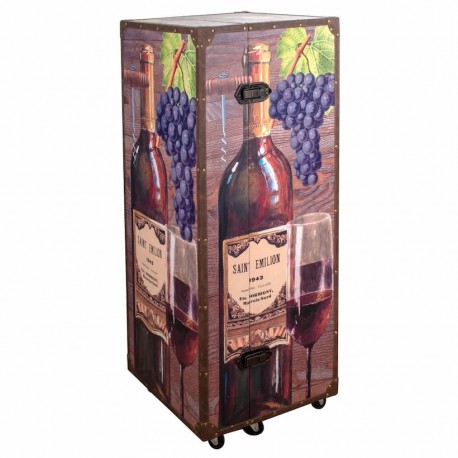 ARMARIO BOTELLERO VINO MADERA Y METAL 49X52.50X120 CM.