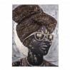 CUADRO MUJER AFRICANA FELIZ PINTURA 60X3X80 CM.