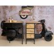MUEBLE BARRA BAR MOTO SCOOTER HIERRO Y MADERA DE MANGO 88X48X92.50 CM.
