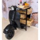 MUEBLE BARRA BAR MOTO SCOOTER HIERRO Y MADERA DE MANGO 120X70X103 CM.