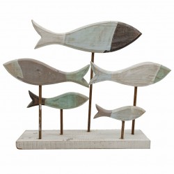 FIGURA ADORNO PECES SOBREMESA MADERA 43X9X31 CM.