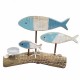 FIGURA PORTAVELAS PECES AZUL SOBREMESA MADERA 31X6X19 CM.