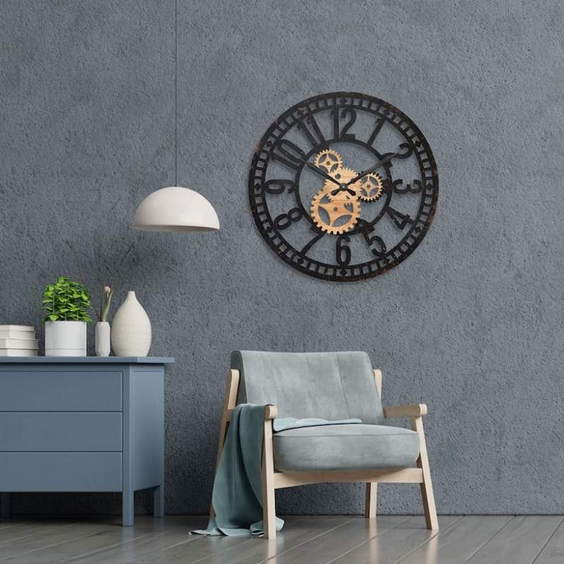 Reloj pared maquinaria indutrial, decoración industrial para el hogar