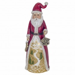 FIGURA PAPÁ NOEL CON FAROLILLO RESINA 10X9X27 CM.