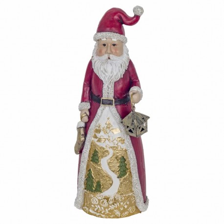 FIGURA PAPÁ NOEL CON FAROLILLO RESINA 8X6.5X21 CM.