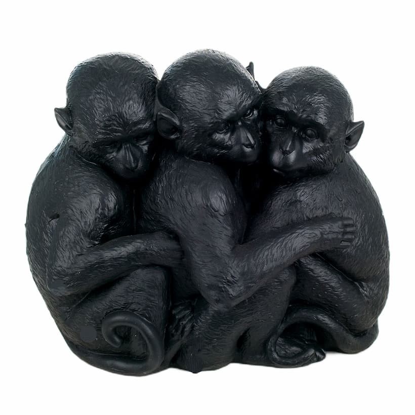 necesario caravana público Figura tres monos abrazados resina, figuras de amistad, fraternidad