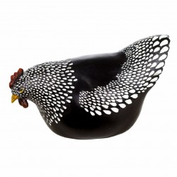 FIGURA GALLINA PICOTEANDO RESINA RÚSTICO 21X11X11.50 CM.